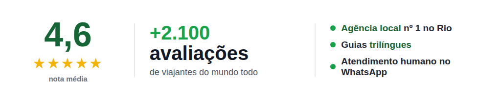 Avaliações da Rio Passeios e Trilhas: nota 4,6 e mais de 2.100 avaliações de viajantes